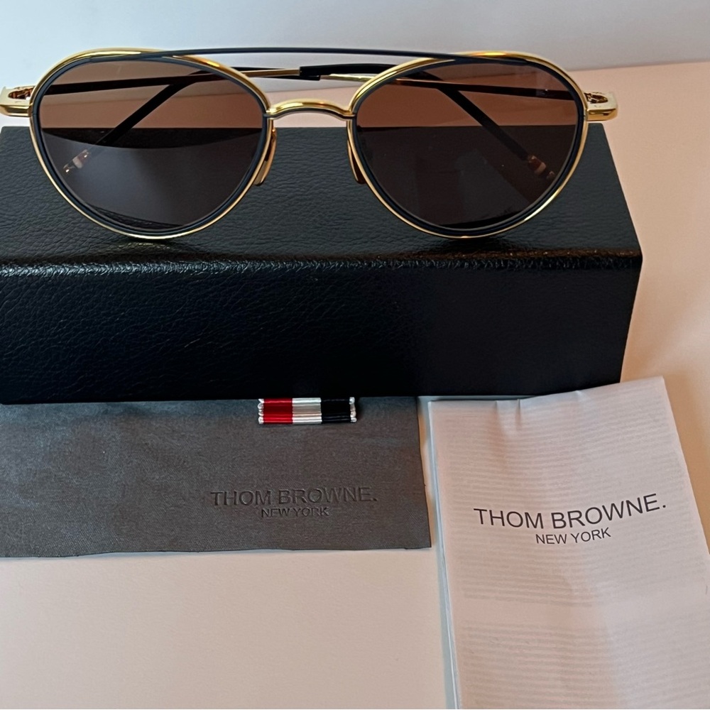 Thom Browne Acetate & Titanium Aviator Unisex Sunglasses BRAND NEW w/case&cloth